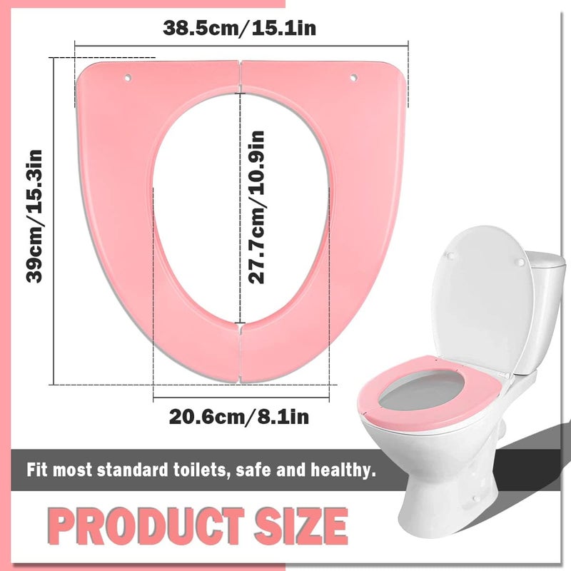 LCJAOF Adult Folding Toilet Seat Pad Plastic Washable Seat Cover with Foldable Design Portable Toilet Cushion for Home, Travel, and Office Use (Pink) - Image 2
